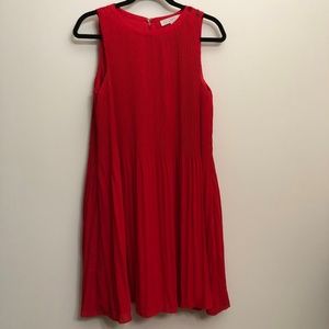 Loft Red Pleated Dress